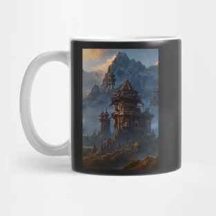 Surreal Magical Asian Tower in Beautiful Landscape and Trees by the Mountains Mug